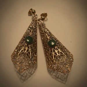 Vintage Filigree Style Gold Tone Earrings